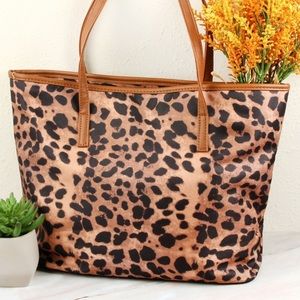 Black and Brown Leopard Print Tote Bag